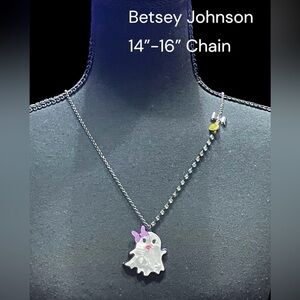 NEW WITH TAGS BETSEY JOHNSON 14”-16” GHOST NECKLACE GREAT FOR HALLOWEEN
